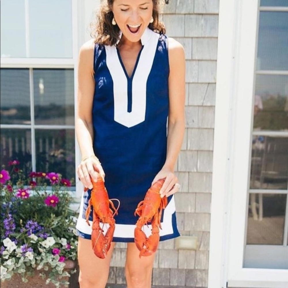 Blue and white sail to sable tunic dress